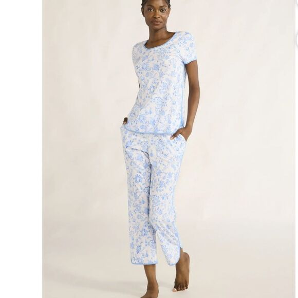 New Joyspun Blue Floral Women's Pajama Set Sz L - Picture 1 of 7